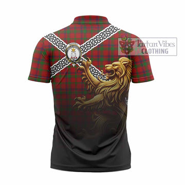 MacColl (McColl) Crest Tartan Zipper Polo Shirt with Golden Lion Emblem Celtic Style - Tartan Vibes Clothing