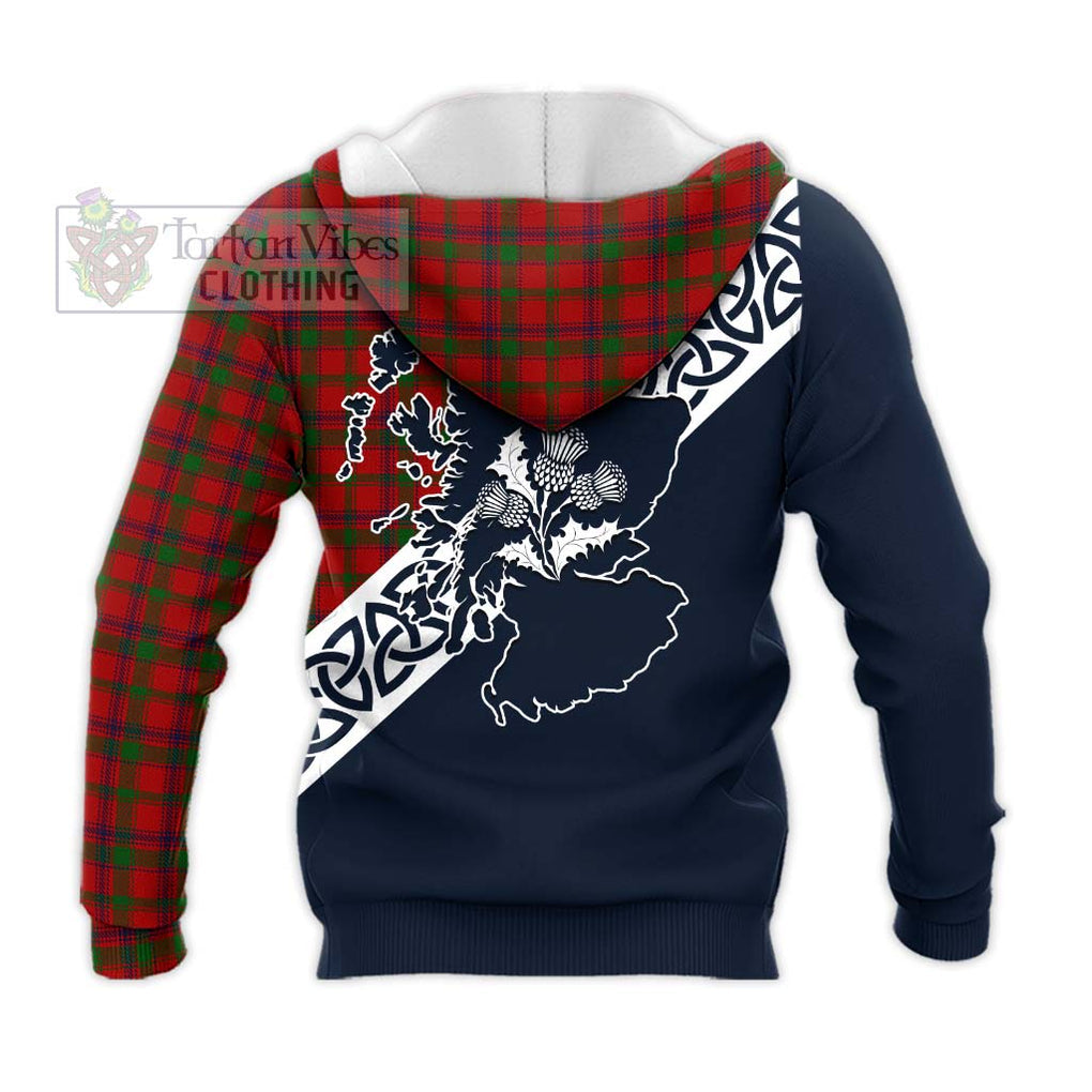 Tartan Vibes Clothing MacColl (McColl) Tartan Knitted Hoodie Featuring Thistle and Scotland Map