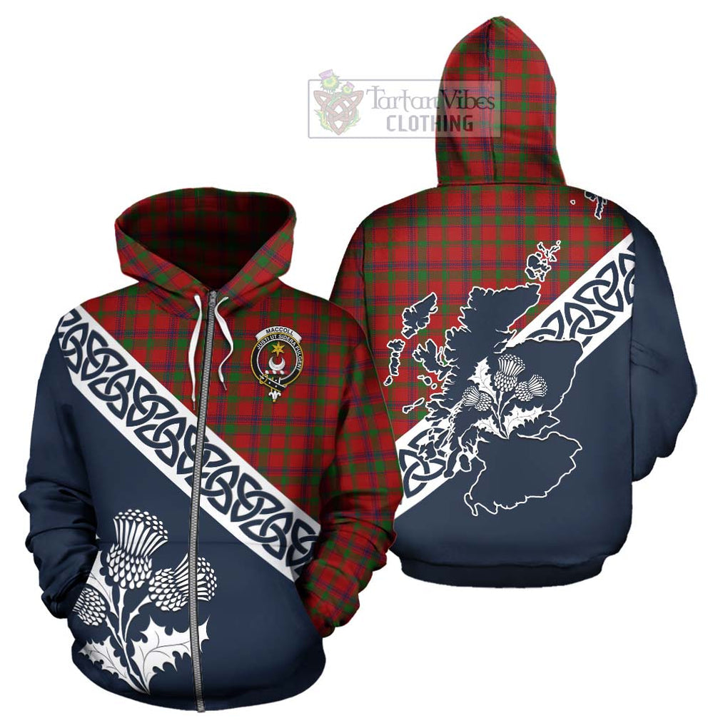 Tartan Vibes Clothing MacColl (McColl) Tartan Hoodie Featuring Thistle and Scotland Map