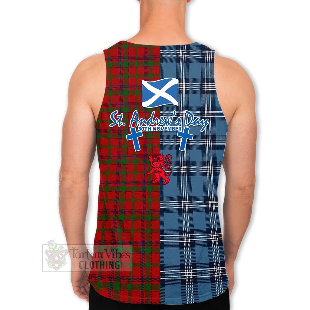 Tartan Vibes Clothing MacColl (McColl) Tartan Men's Tank Top Happy St. Andrew's Day Half Tartan Style