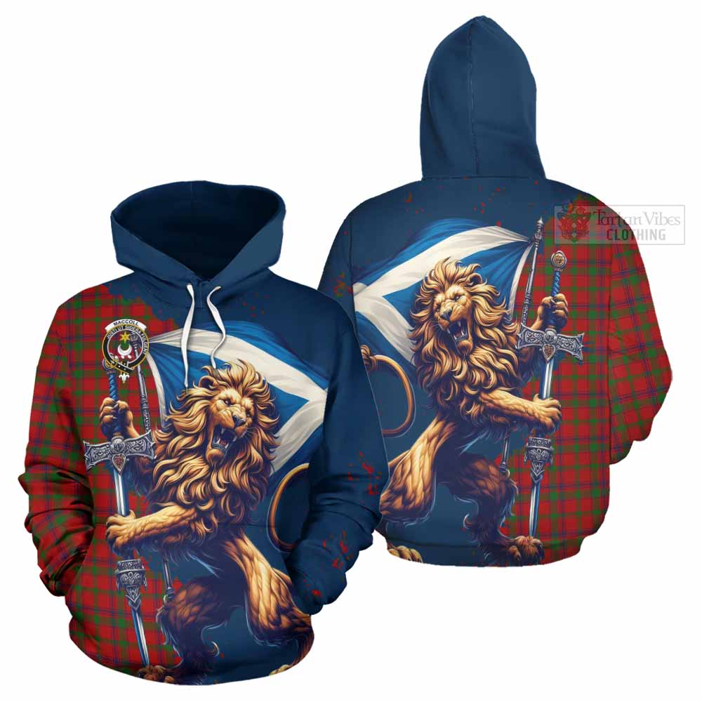 Tartan Vibes Clothing MacColl (McColl) Tartan Family Crest Hoodie with Scottish Majestic Lion