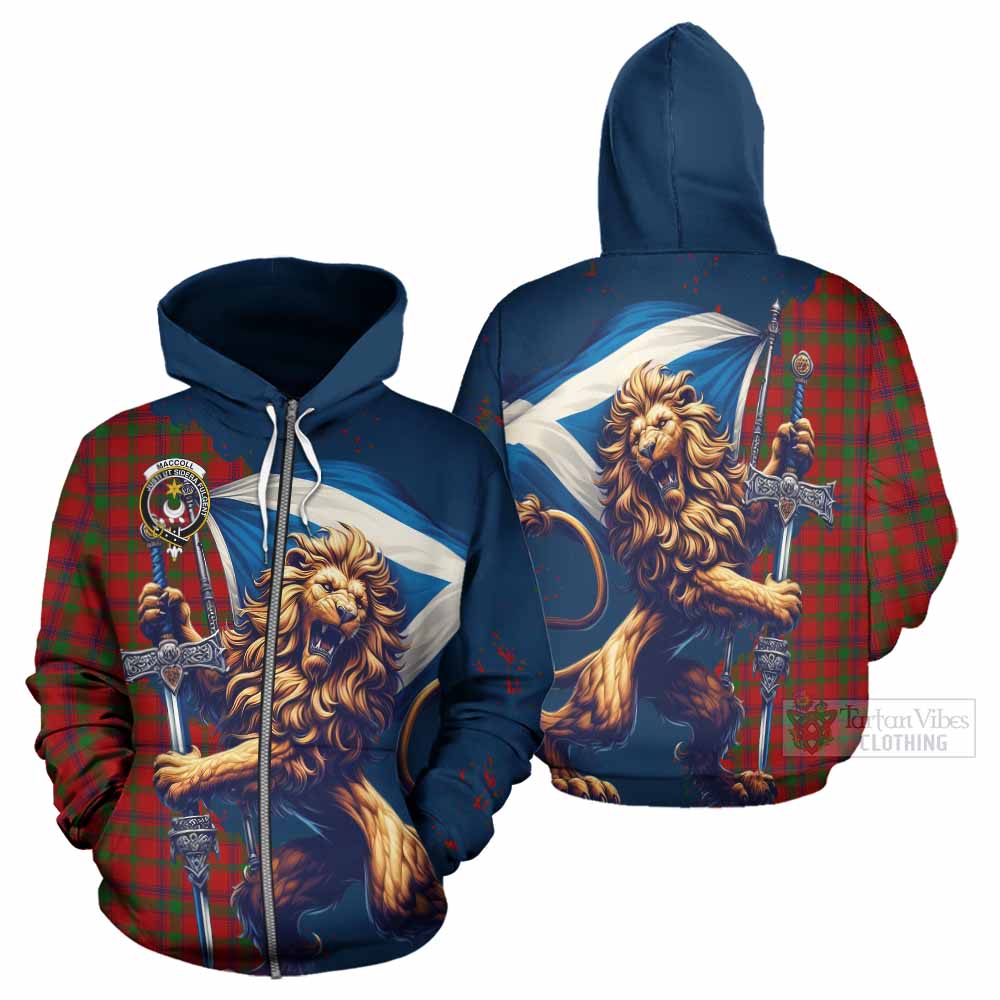 Tartan Vibes Clothing MacColl (McColl) Tartan Family Crest Hoodie with Scottish Majestic Lion