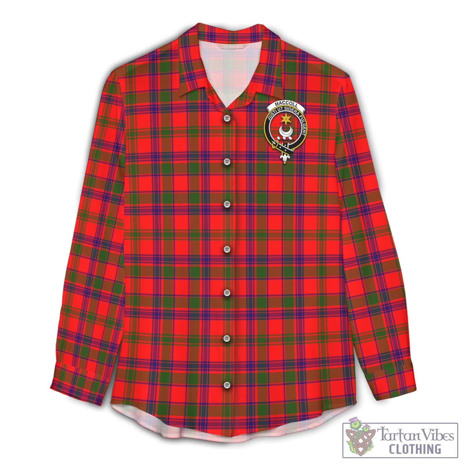 Tartan Vibes Clothing MacColl Modern Tartan Womens Casual Shirt with Family Crest