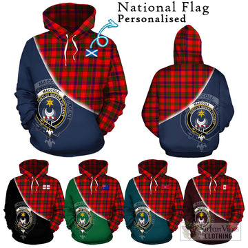 MacColl Modern Tartan Hoodie with Personalised National Flag and Family Crest Half Style