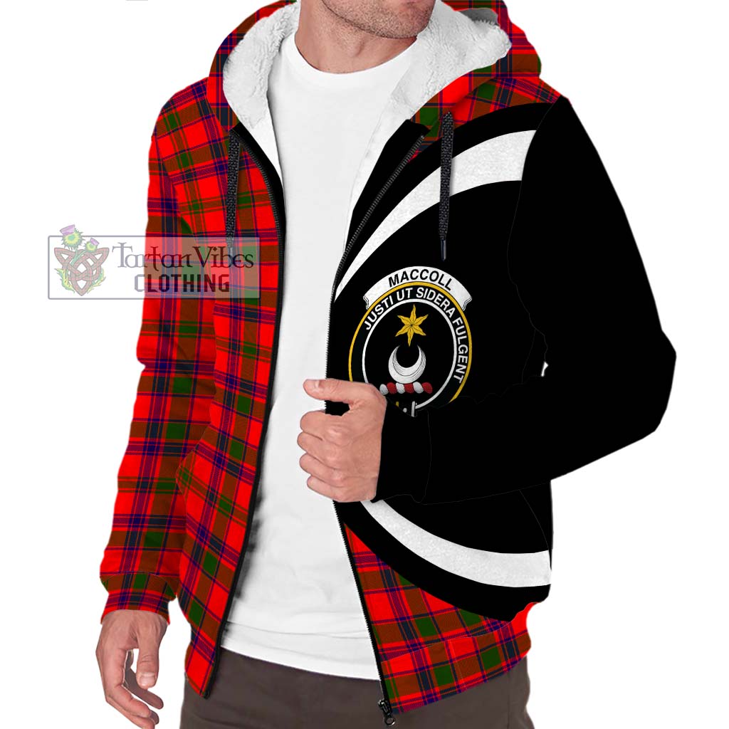 MacColl Modern Tartan Sherpa Hoodie with Family Crest Circle Style Unisex S - Tartan Vibes Clothing