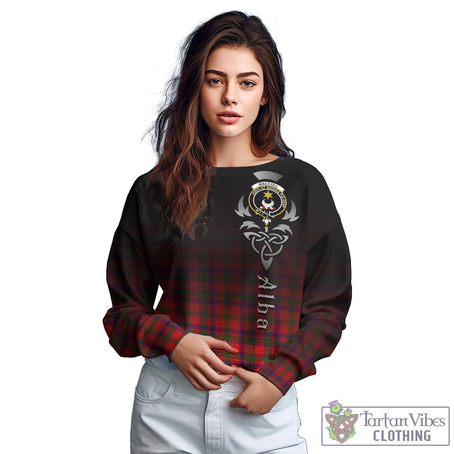 Tartan Vibes Clothing MacColl Modern Tartan Sweatshirt Featuring Alba Gu Brath Family Crest Celtic Inspired