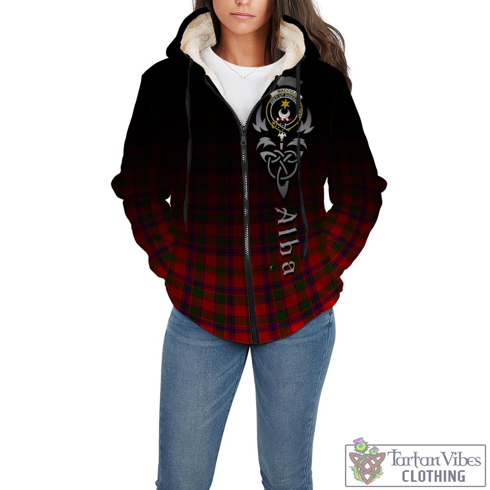 Tartan Vibes Clothing MacColl Modern Tartan Sherpa Hoodie Featuring Alba Gu Brath Family Crest Celtic Inspired