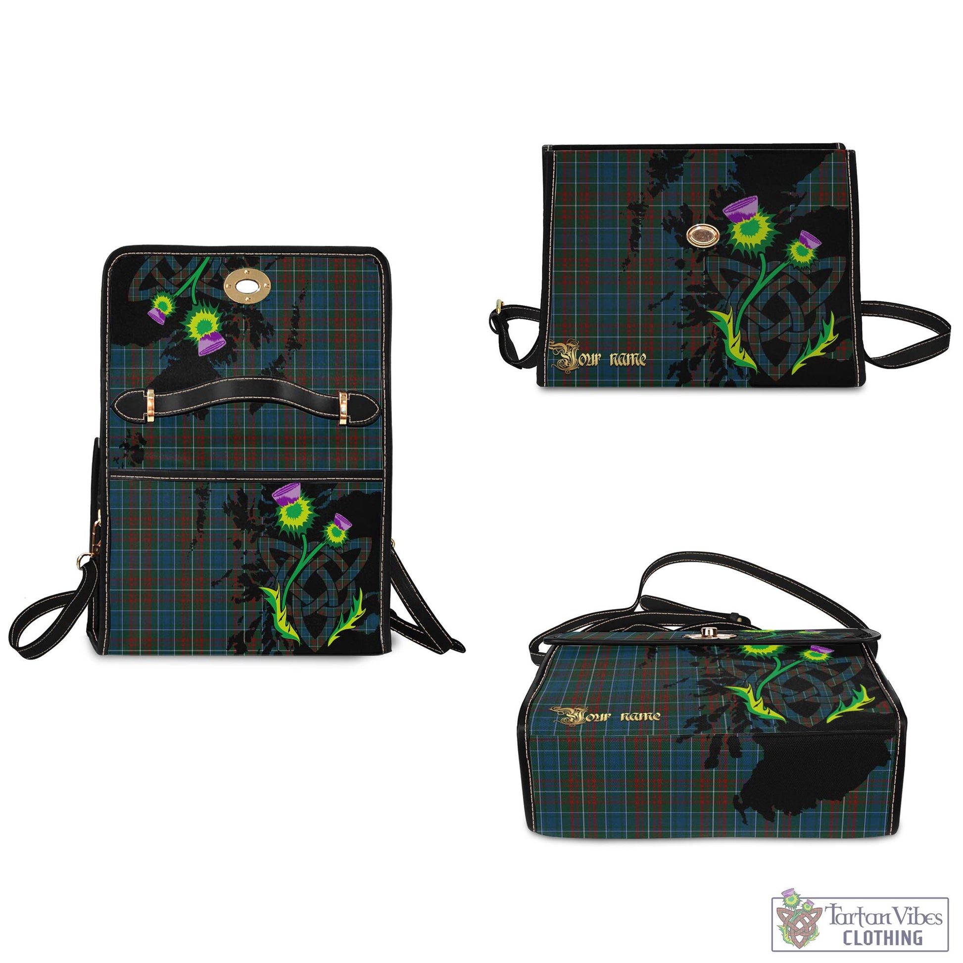 Tartan Vibes Clothing MacConnell Tartan Waterproof Canvas Bag with Scotland Map and Thistle Celtic Accents