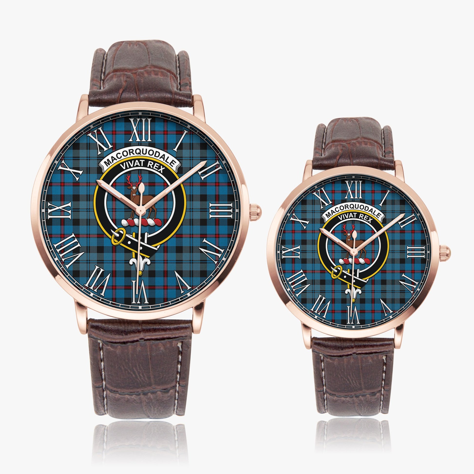 MacCorquodale Tartan Family Crest Leather Strap Quartz Watch - Tartanvibesclothing