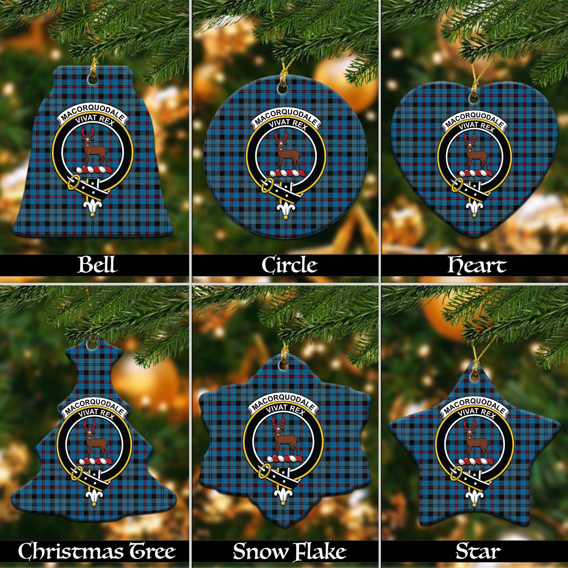 MacCorquodale Tartan Christmas Ornaments with Family Crest - Tartanvibesclothing