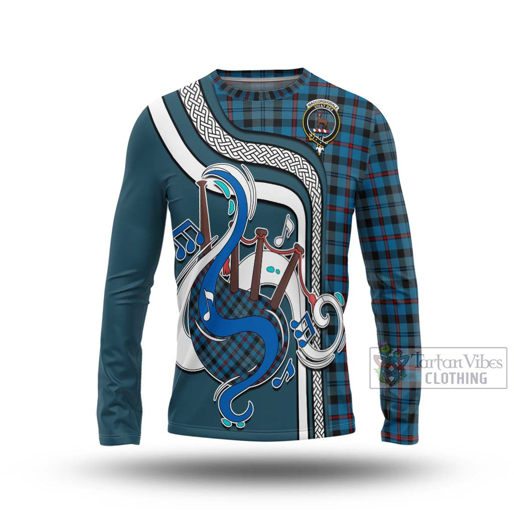 Tartan Vibes Clothing MacCorquodale Tartan Long Sleeve T-Shirt with Epic Bagpipe Style