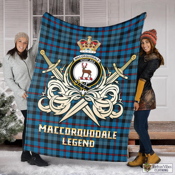 MacCorquodale (McCorquodale) Tartan Blanket with Clan Crest and the Golden Sword of Courageous Legacy