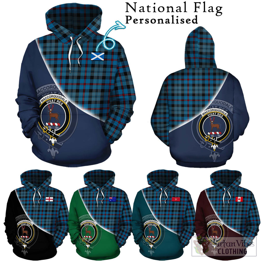 MacCorquodale (McCorquodale) Tartan Hoodie with Personalised National Flag and Family Crest Half Style Zip Hoodie - Tartanvibesclothing Shop