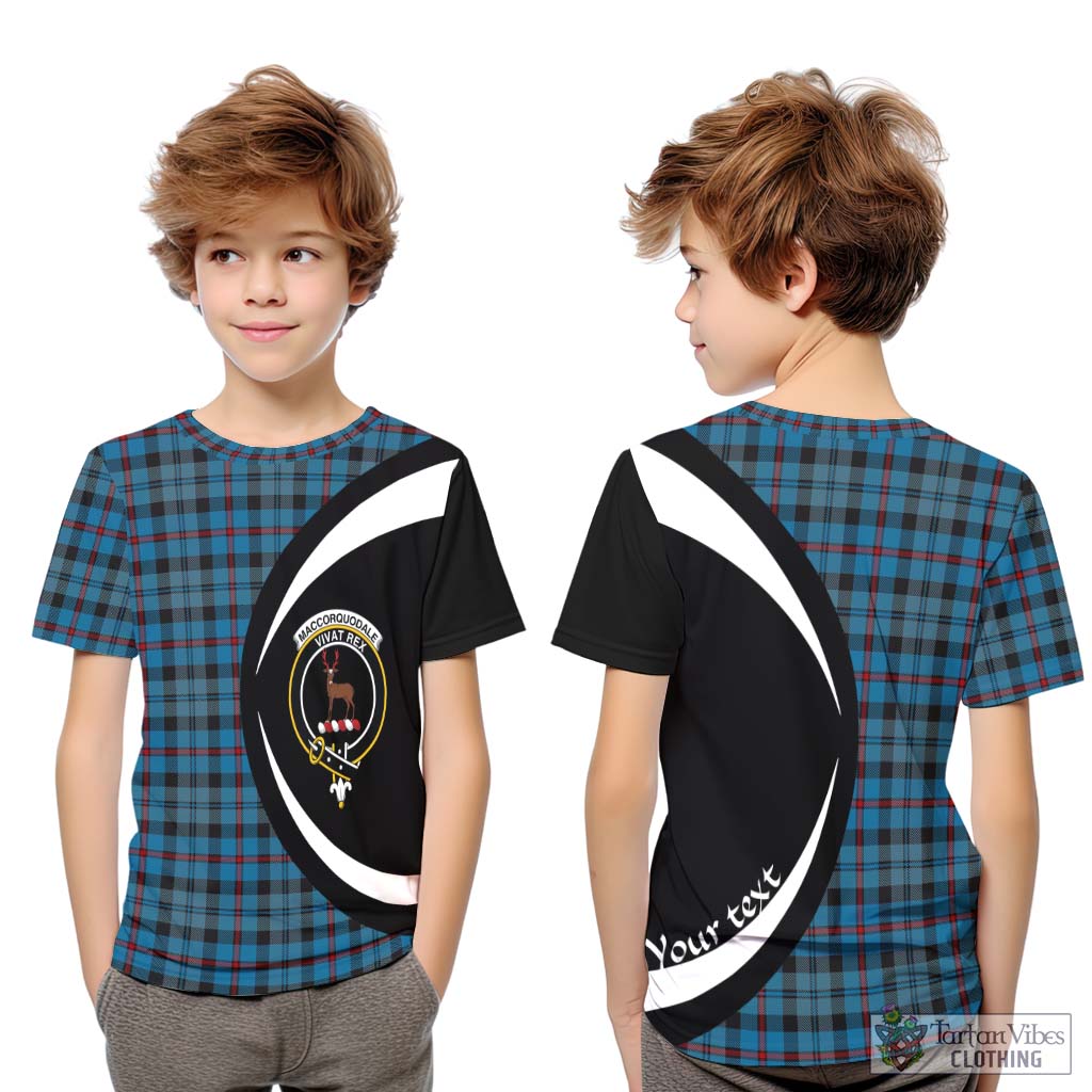 MacCorquodale (McCorquodale) Tartan Kid T-Shirt with Family Crest Circle Style Youth XL Size14 - Tartan Vibes Clothing