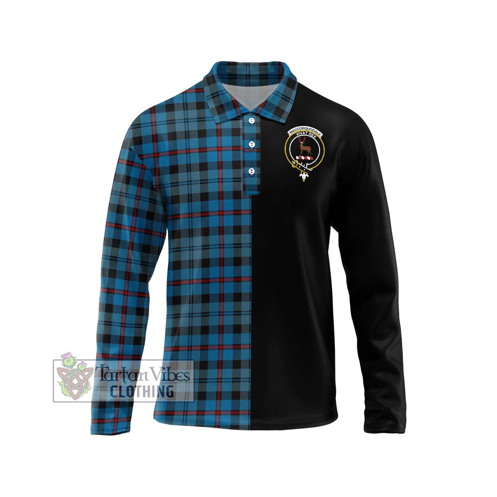 MacCorquodale (McCorquodale) Tartan Long Sleeve Polo Shirt with Family Crest and Half Of Me Style Unisex - Tartanvibesclothing Shop