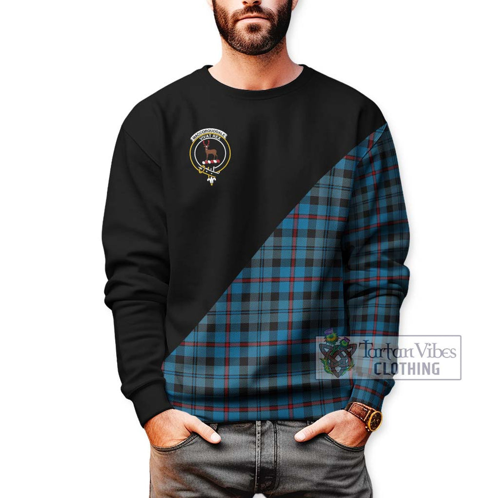 MacCorquodale (McCorquodale) Tartan Sweatshirt with Family Crest and Military Logo Style Unisex - Tartanvibesclothing Shop