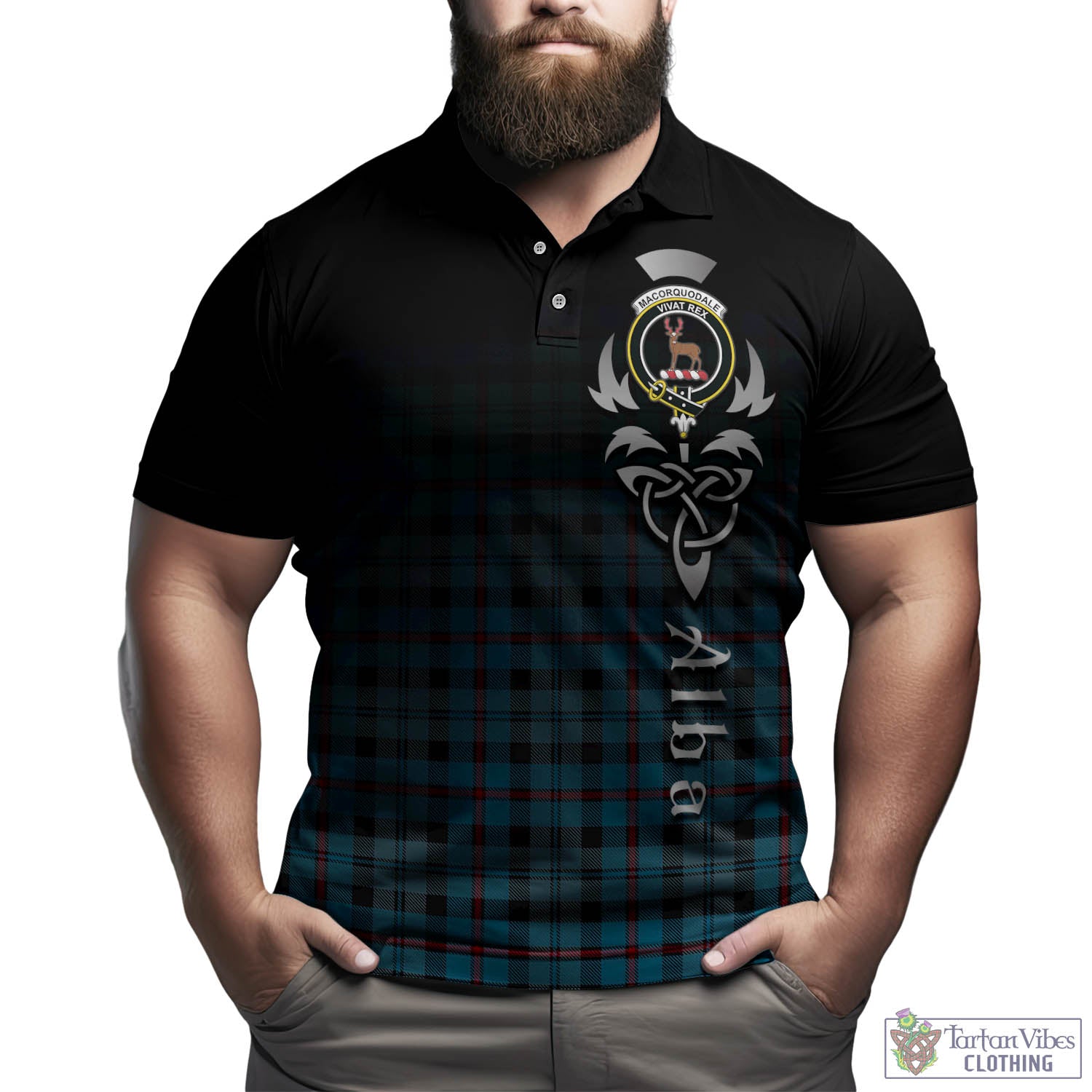 Tartan Vibes Clothing MacCorquodale Tartan Polo Shirt Featuring Alba Gu Brath Family Crest Celtic Inspired