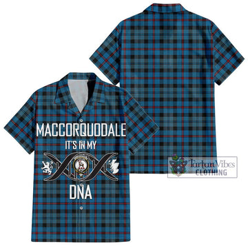 MacCorquodale (McCorquodale) Tartan Short Sleeve Button Shirt with Family Crest DNA In Me Style