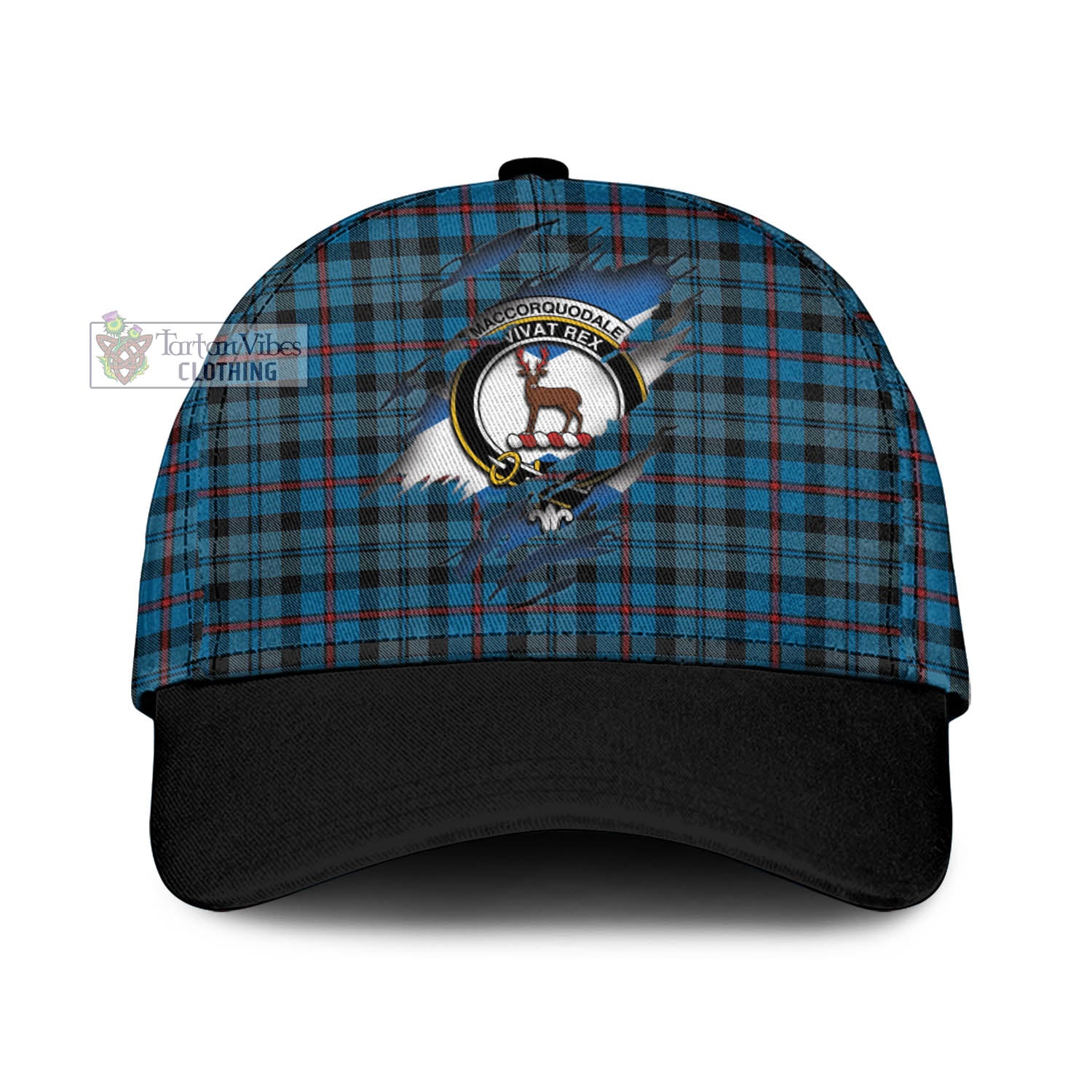 Tartan Vibes Clothing MacCorquodale Tartan Classic Cap with Family Crest In Me Style