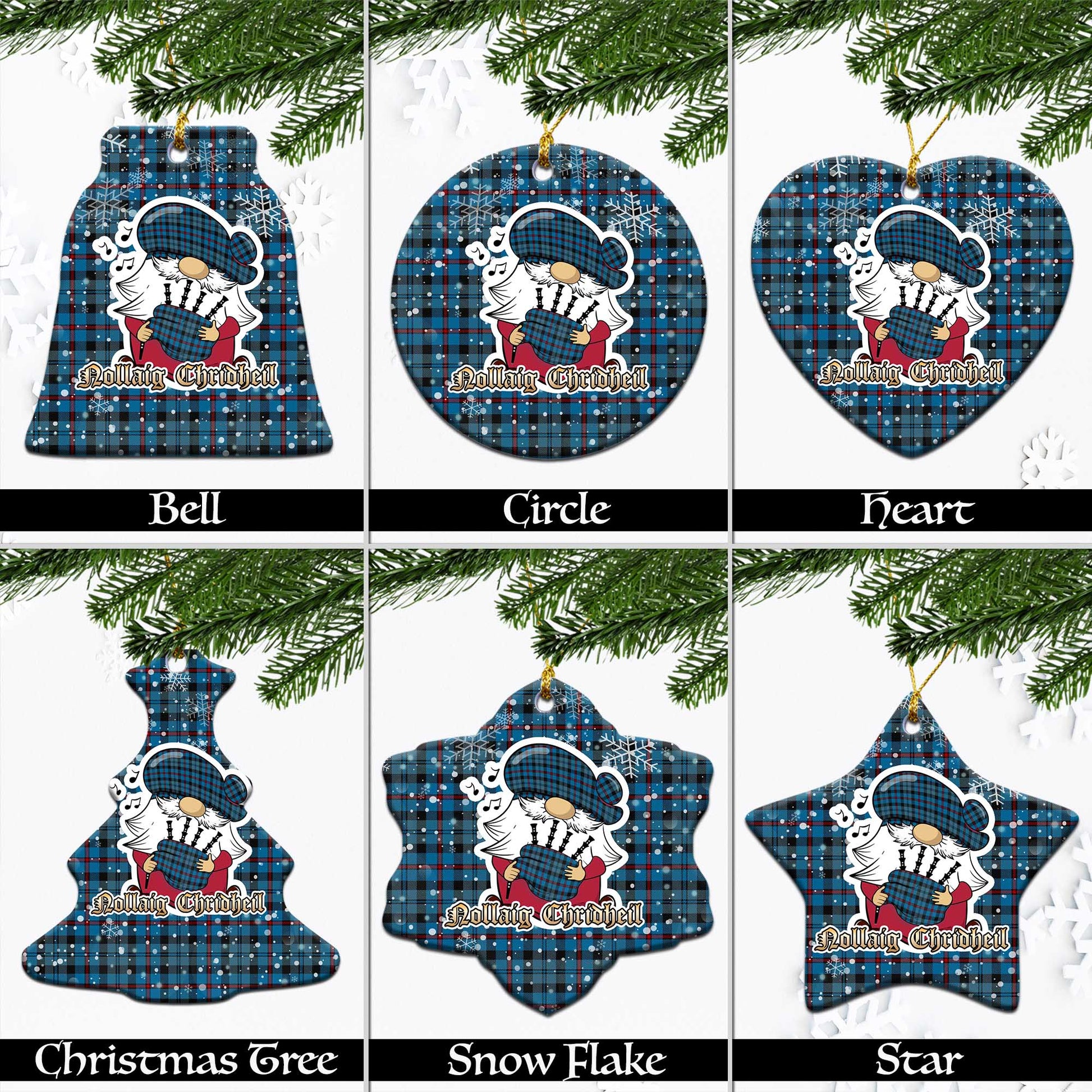 MacCorquodale Tartan Christmas Ornaments with Scottish Gnome Playing Bagpipes Ceramic - Tartanvibesclothing