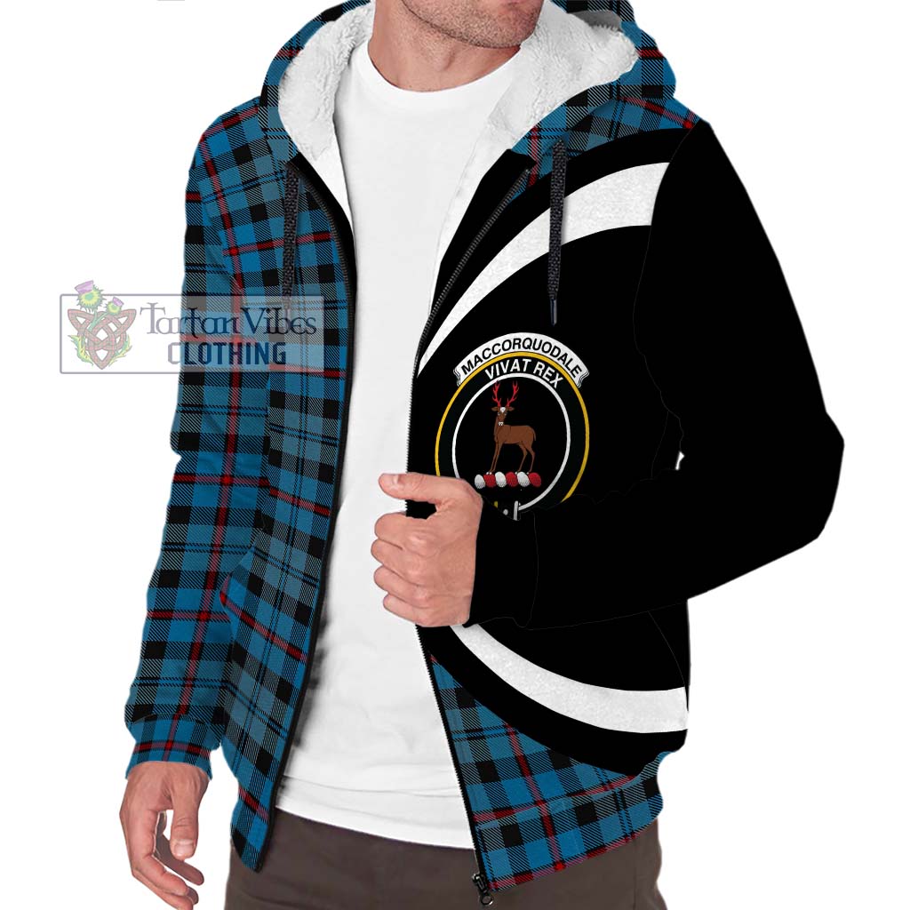 MacCorquodale (McCorquodale) Tartan Sherpa Hoodie with Family Crest Circle Style Unisex S - Tartan Vibes Clothing