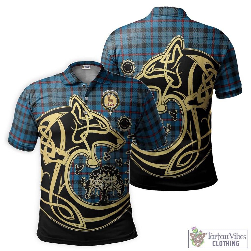 MacCorquodale (McCorquodale) Tartan Polo Shirt with Family Crest Celtic Wolf Style Kid - Tartanvibesclothing Shop