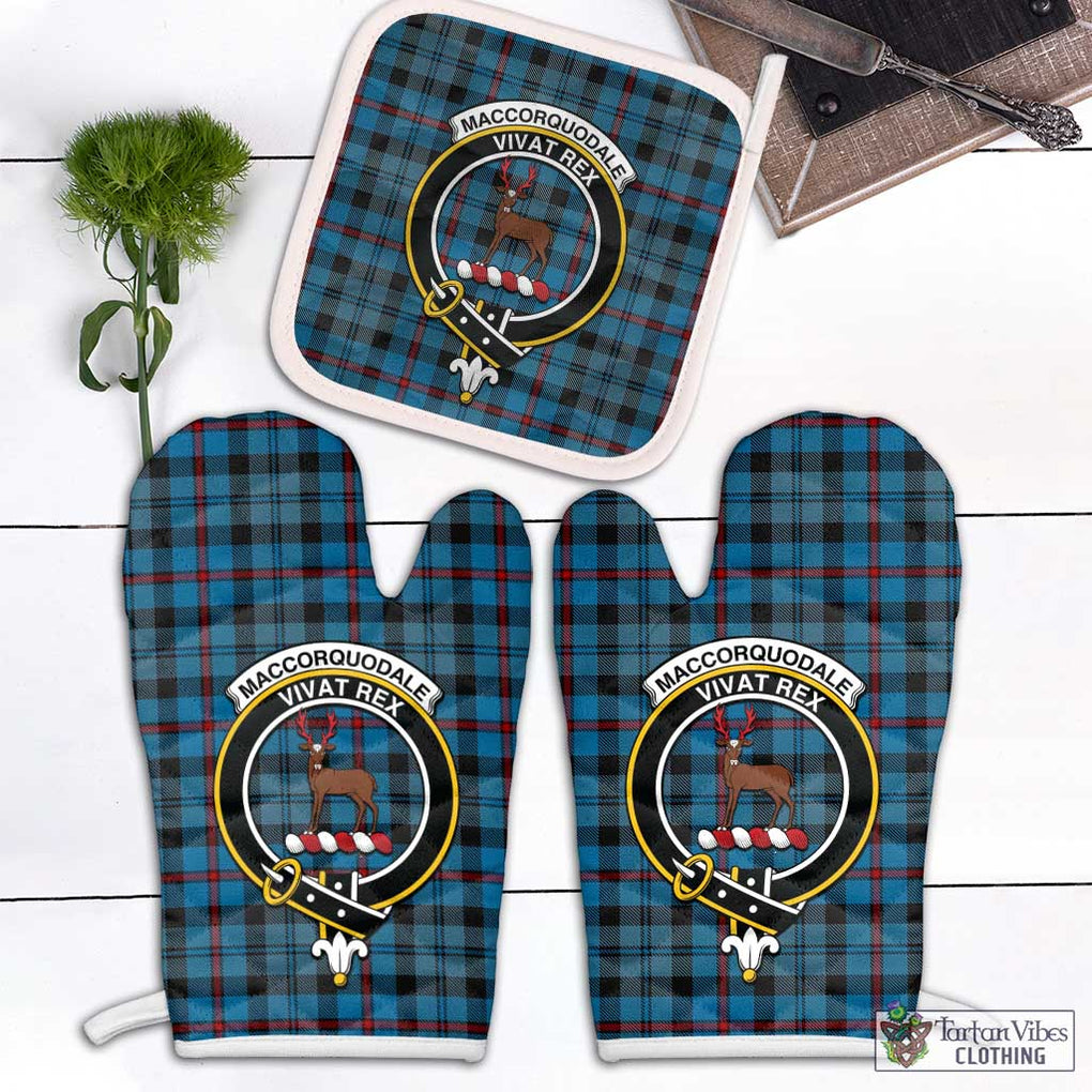 MacCorquodale (McCorquodale) Tartan Combo Oven Mitt & Pot-Holder with Family Crest Combo 1 Oven Mitt & 1 Pot-Holder White - Tartan Vibes Clothing