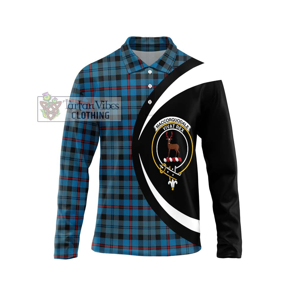 MacCorquodale (McCorquodale) Tartan Long Sleeve Polo Shirt with Family Crest Circle Style Unisex - Tartan Vibes Clothing