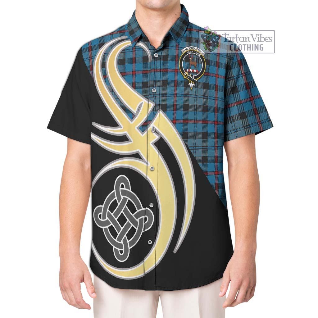 MacCorquodale (McCorquodale) Tartan Short Sleeve Button Shirt with Family Crest and Celtic Symbol Style Kid - Tartan Vibes Clothing