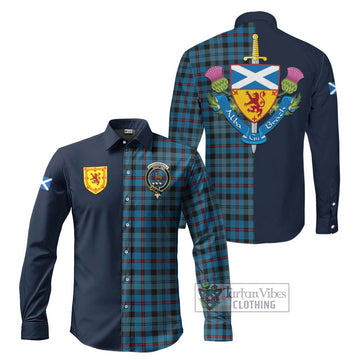 MacCorquodale (McCorquodale) Tartan Long Sleeve Button Shirt Alba with Scottish Lion Royal Arm Half Style