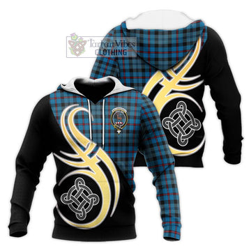 MacCorquodale (McCorquodale) Tartan Knitted Hoodie with Family Crest and Celtic Symbol Style