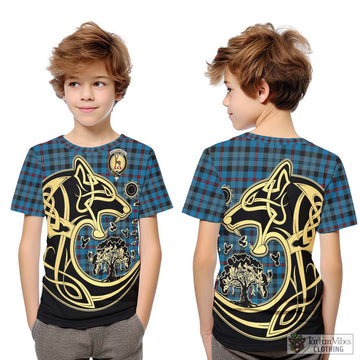 MacCorquodale (McCorquodale) Tartan Kid T-Shirt with Family Crest Celtic Wolf Style