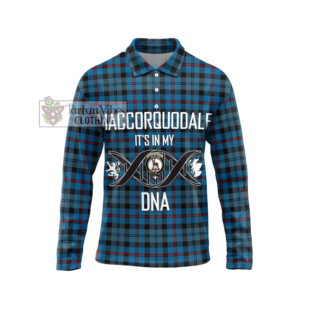 MacCorquodale (McCorquodale) Tartan Long Sleeve Polo Shirt with Family Crest DNA In Me Style Unisex - Tartanvibesclothing Shop