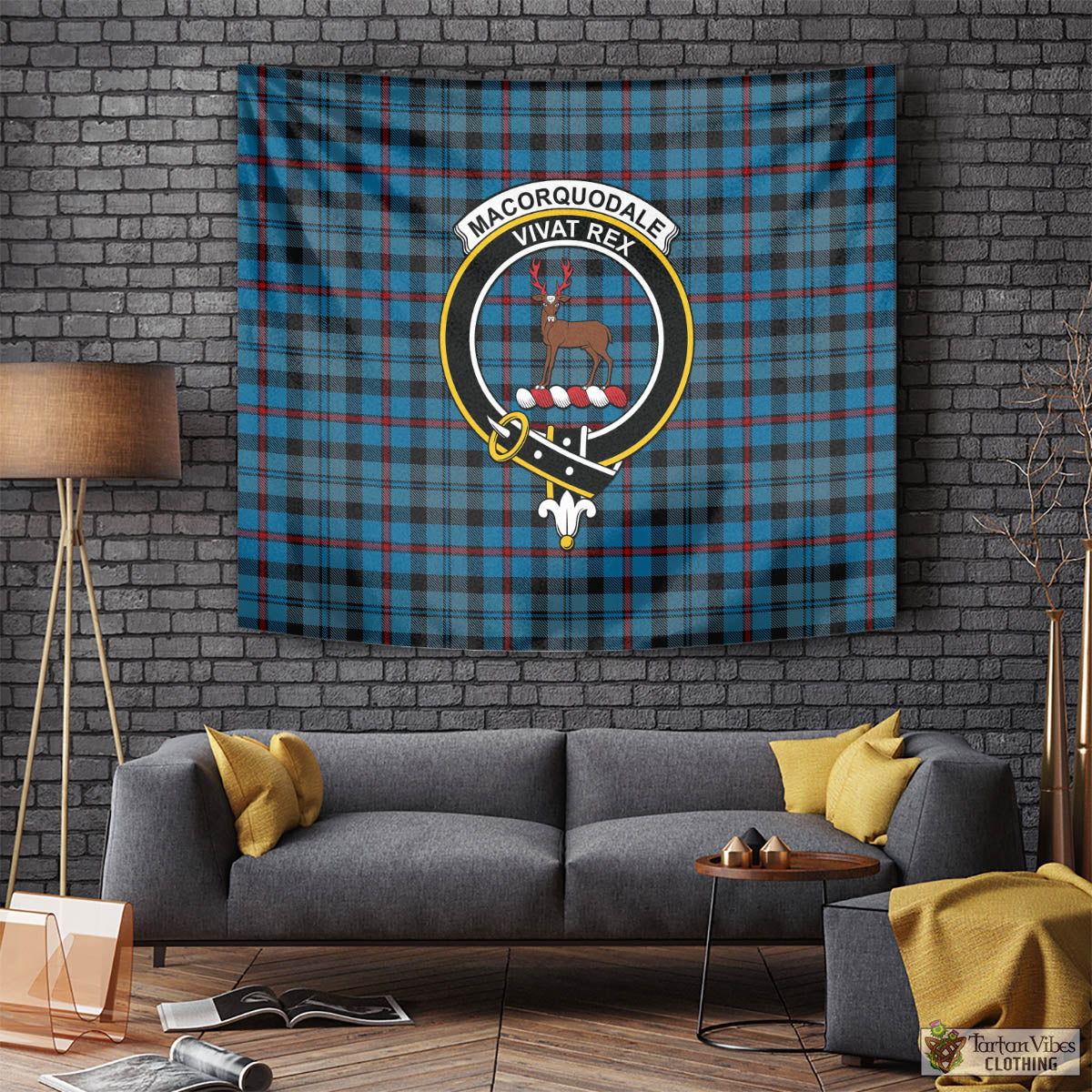 Tartan Vibes Clothing MacCorquodale Tartan Tapestry Wall Hanging and Home Decor for Room with Family Crest