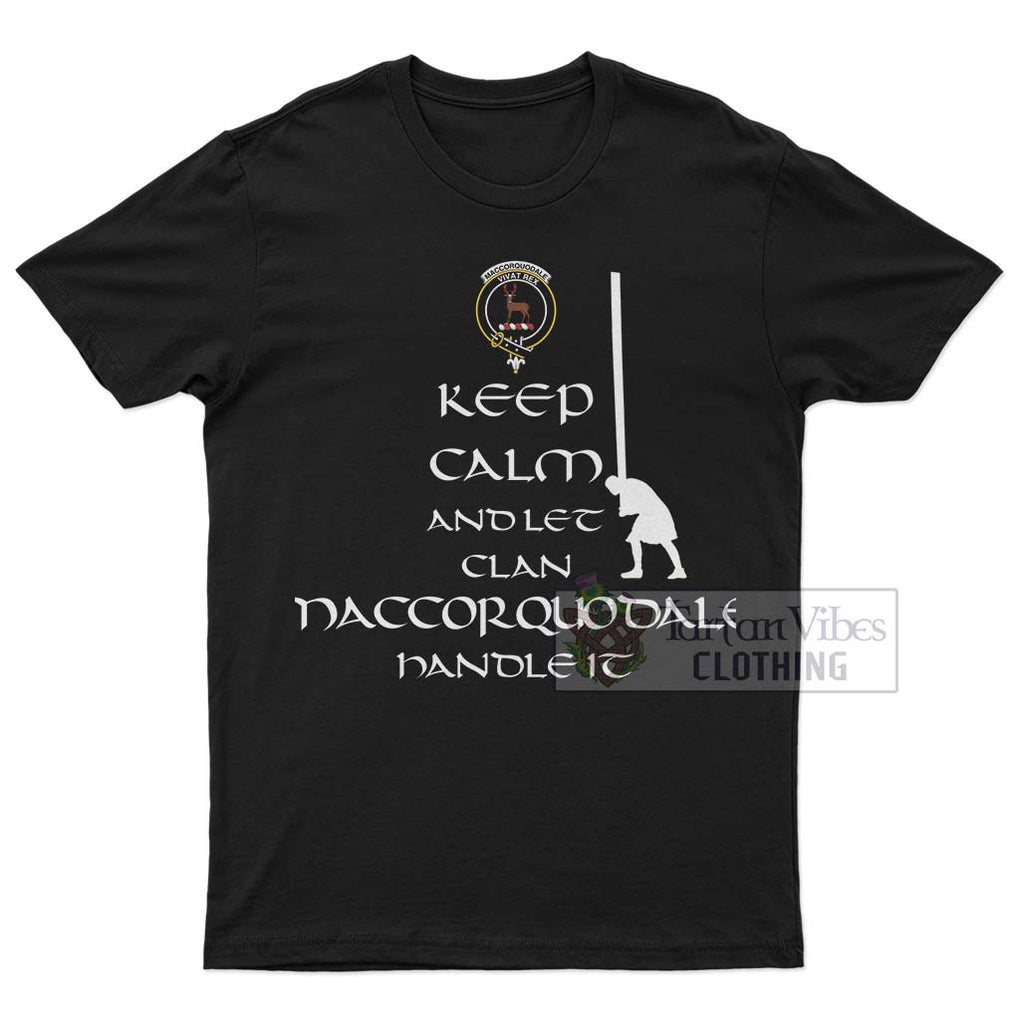 MacCorquodale (McCorquodale) Clan Men's T-Shirt: Keep Calm and Let the Clan Handle It Caber Toss Highland Games Style White - 2D-tartanvibesclothing