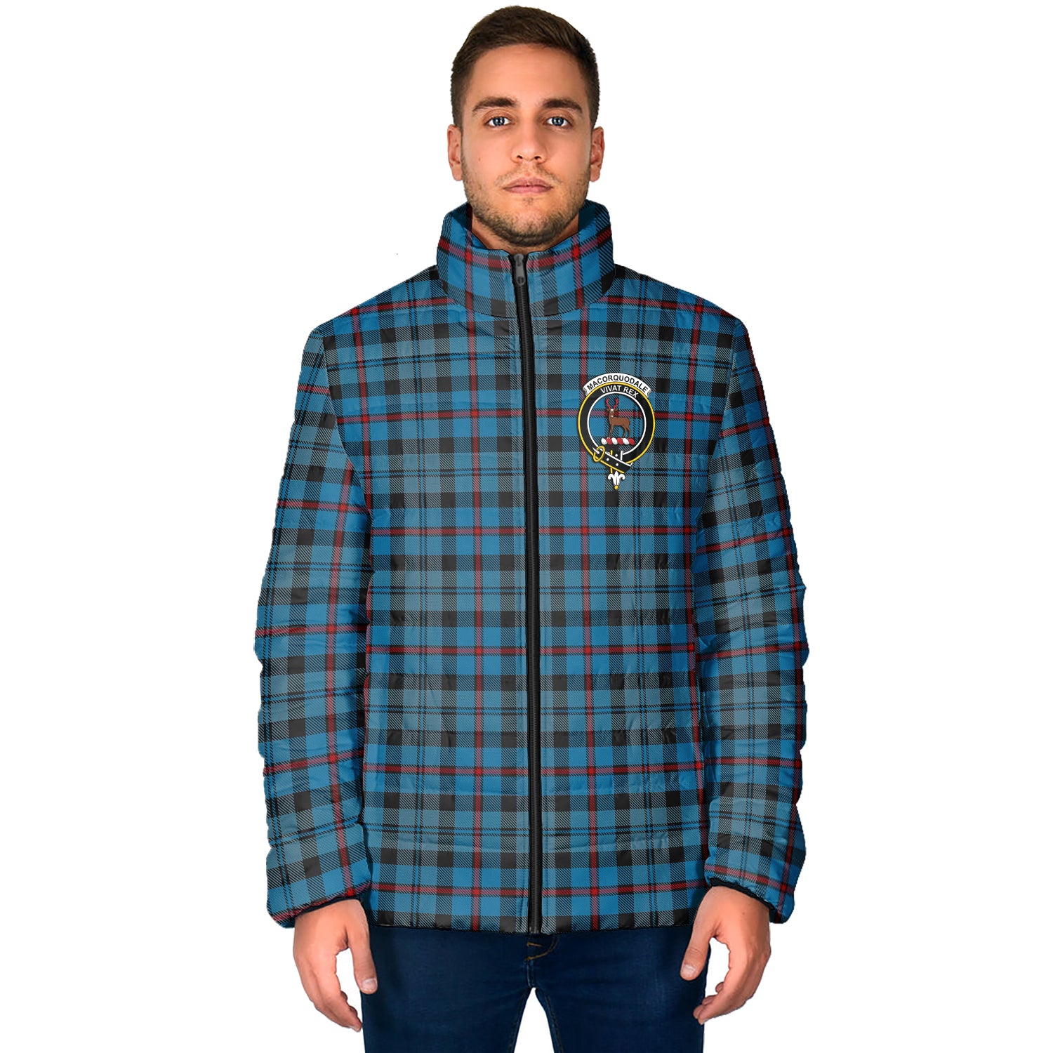 MacCorquodale (McCorquodale) Tartan Padded Jacket with Family Crest - Tartan Vibes Clothing