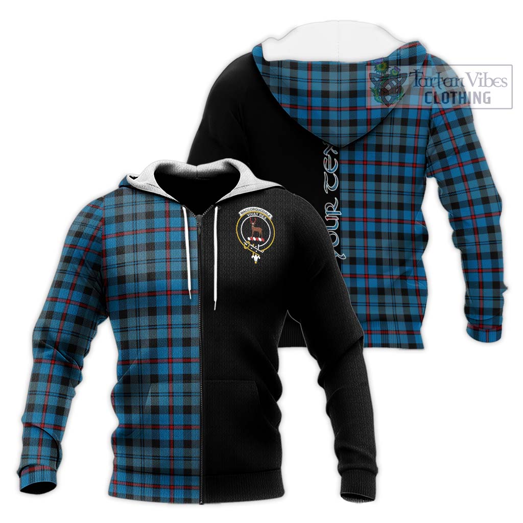 Tartan Vibes Clothing MacCorquodale Tartan Knitted Hoodie with Family Crest and Half Of Me Style