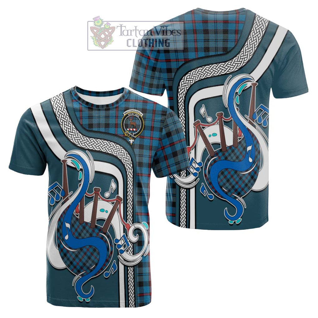 Tartan Vibes Clothing MacCorquodale Tartan Cotton T-shirt with Epic Bagpipe Style