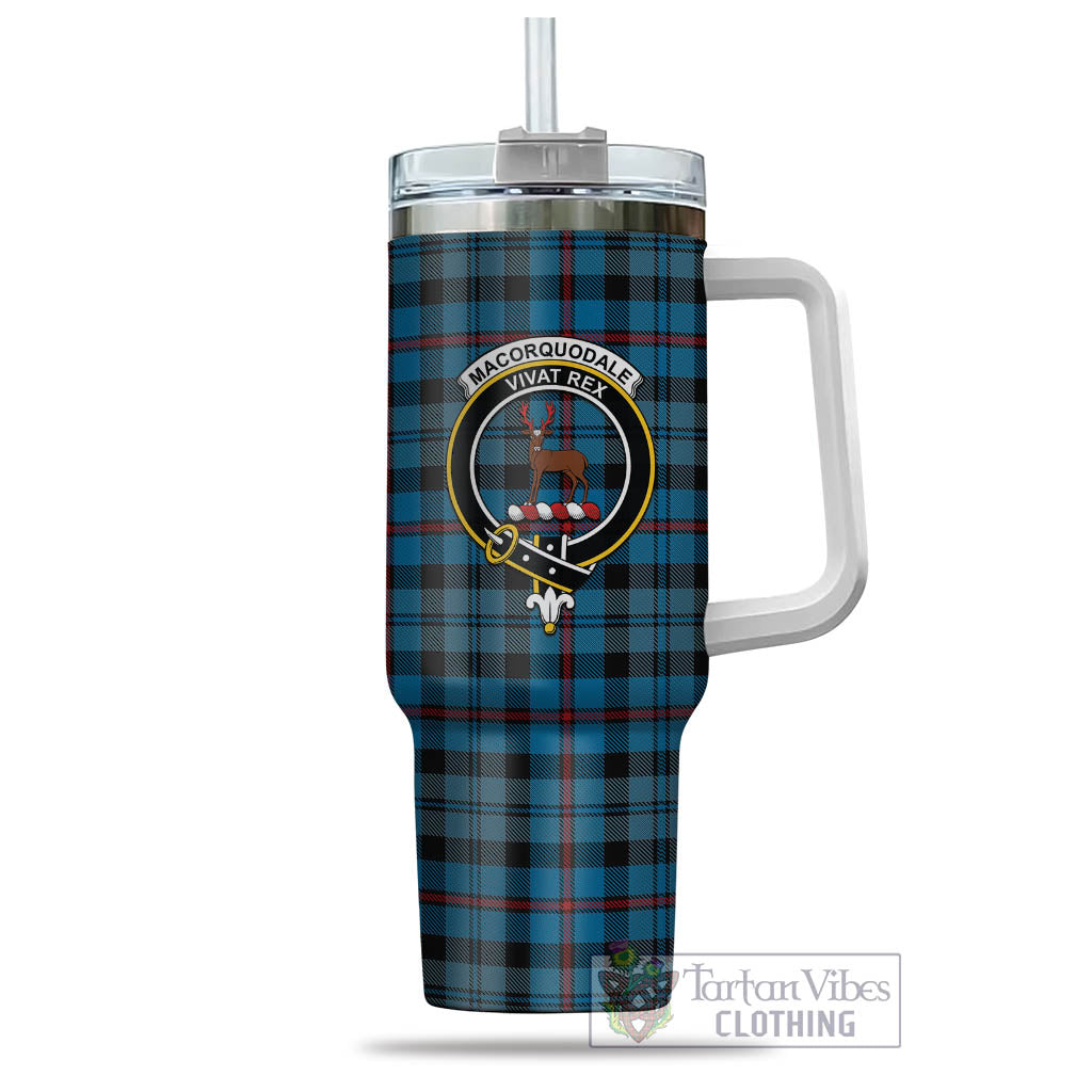 Tartan Vibes Clothing MacCorquodale Tartan and Family Crest Tumbler with Handle