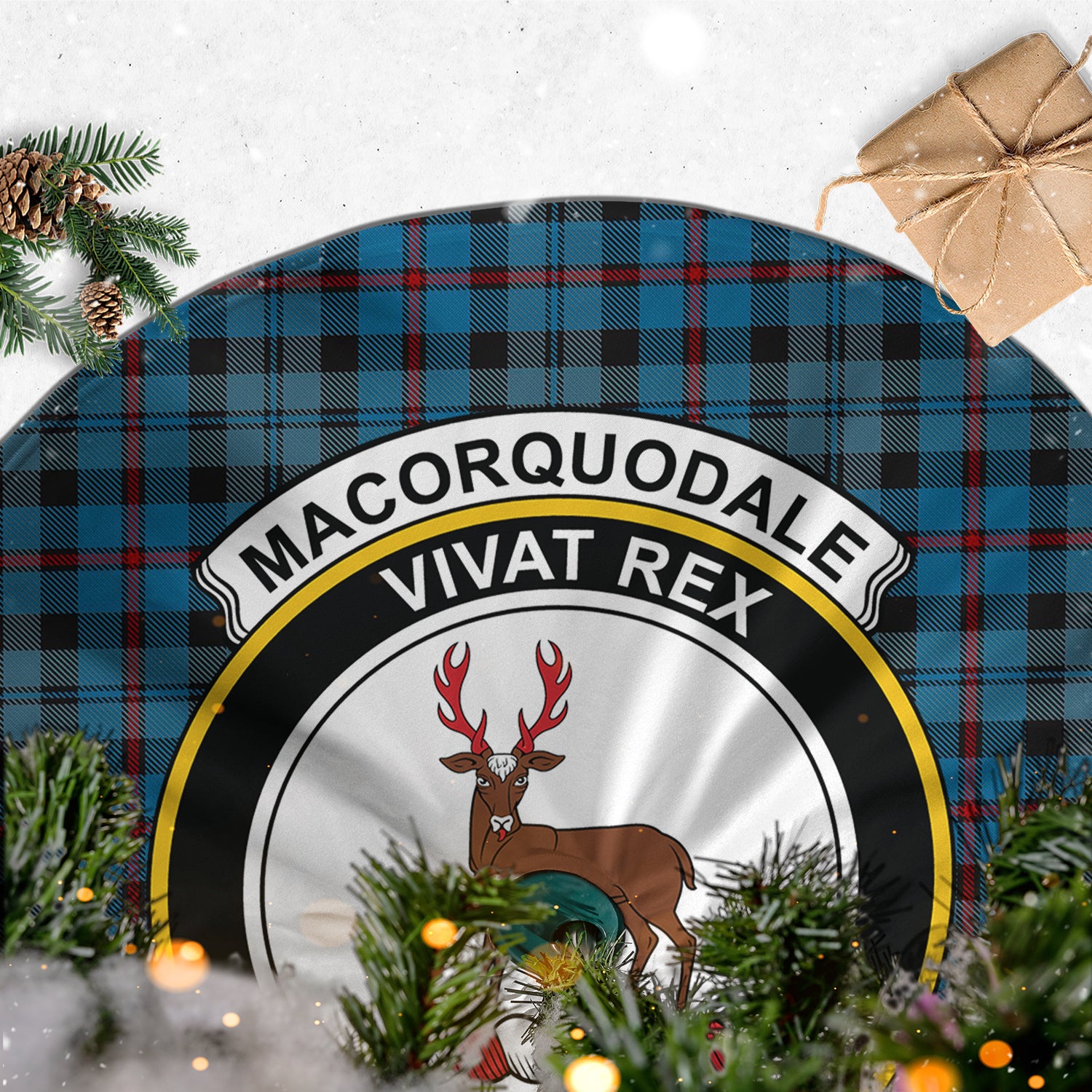 MacCorquodale Tartan Christmas Tree Skirt with Family Crest - Tartanvibesclothing