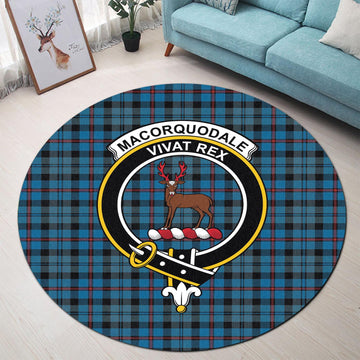 MacCorquodale (McCorquodale) Tartan Round Rug with Family Crest