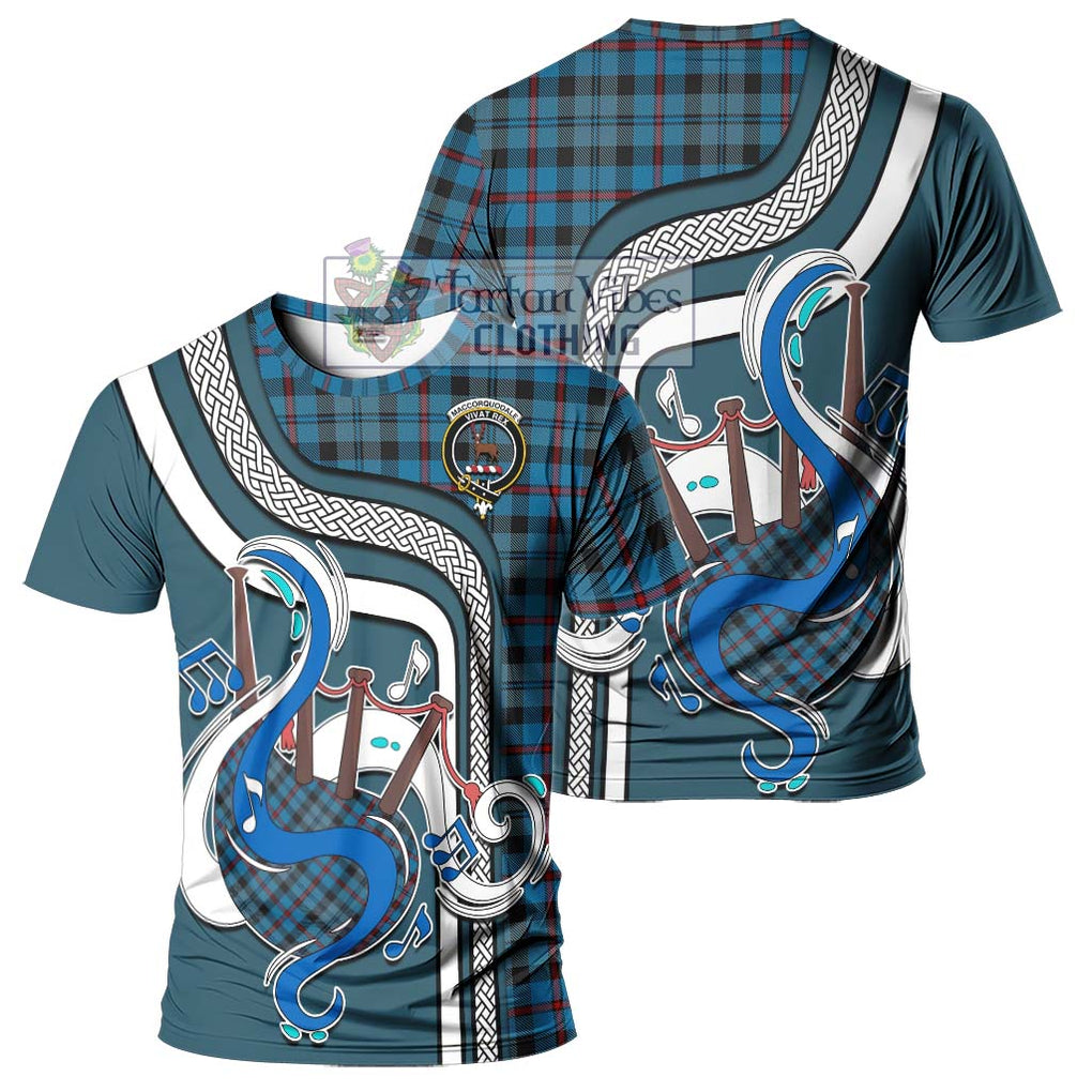 MacCorquodale (McCorquodale) Tartan T-Shirt with Epic Bagpipe Style - Tartanvibesclothing Shop