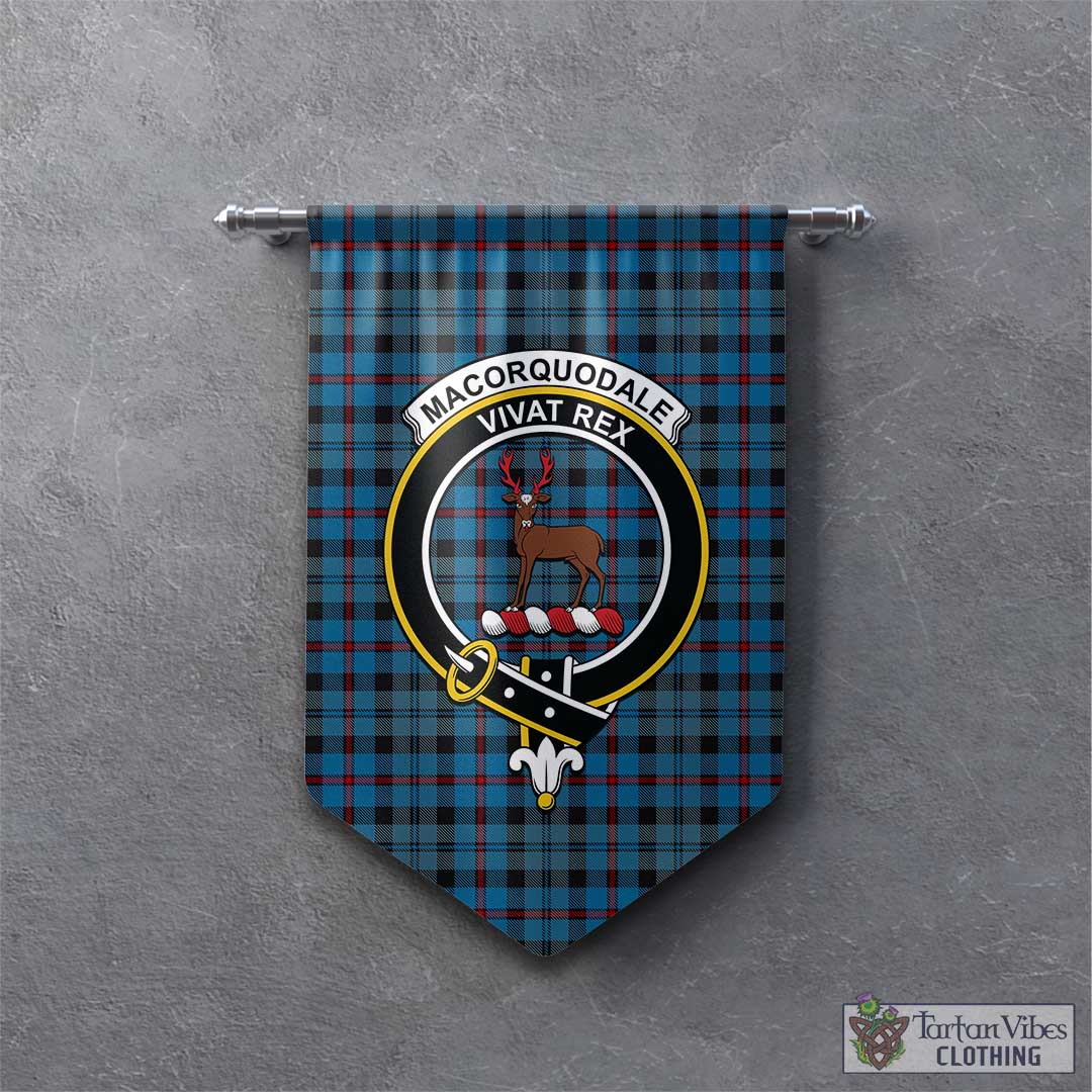 Tartan Vibes Clothing MacCorquodale Tartan Gonfalon, Tartan Banner with Family Crest