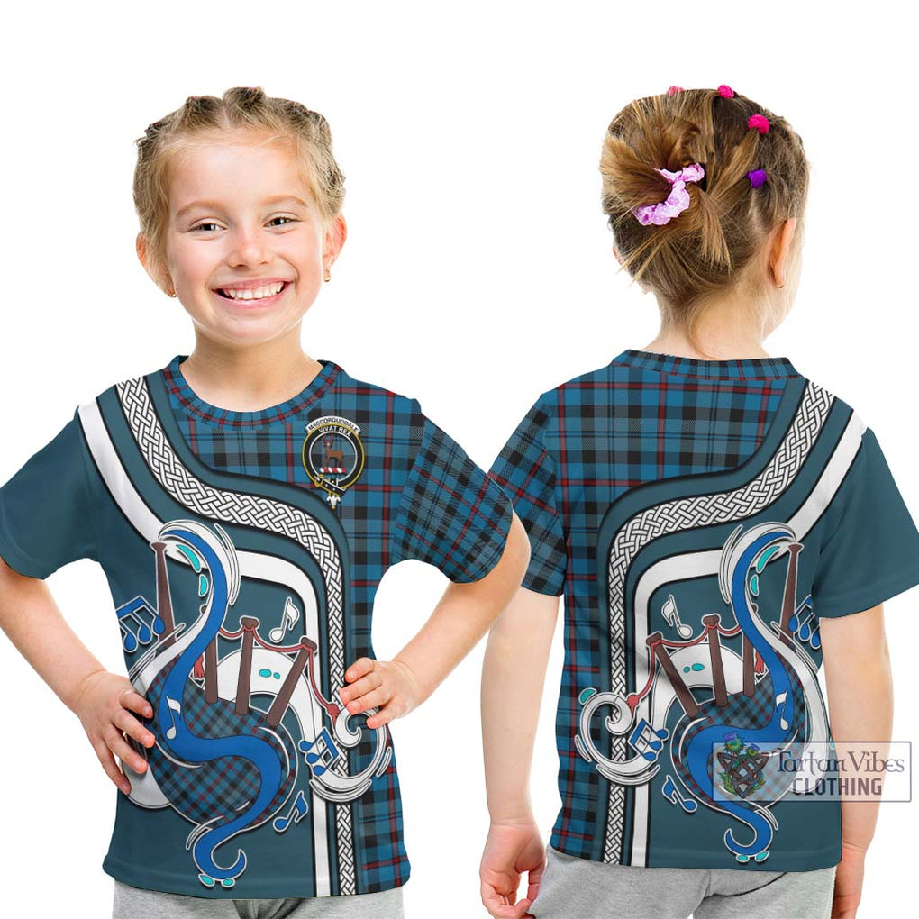 Tartan Vibes Clothing MacCorquodale Tartan Kid T-Shirt with Epic Bagpipe Style