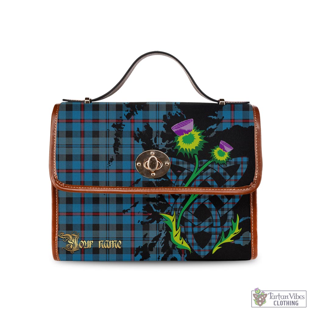 Tartan Vibes Clothing MacCorquodale Tartan Waterproof Canvas Bag with Scotland Map and Thistle Celtic Accents