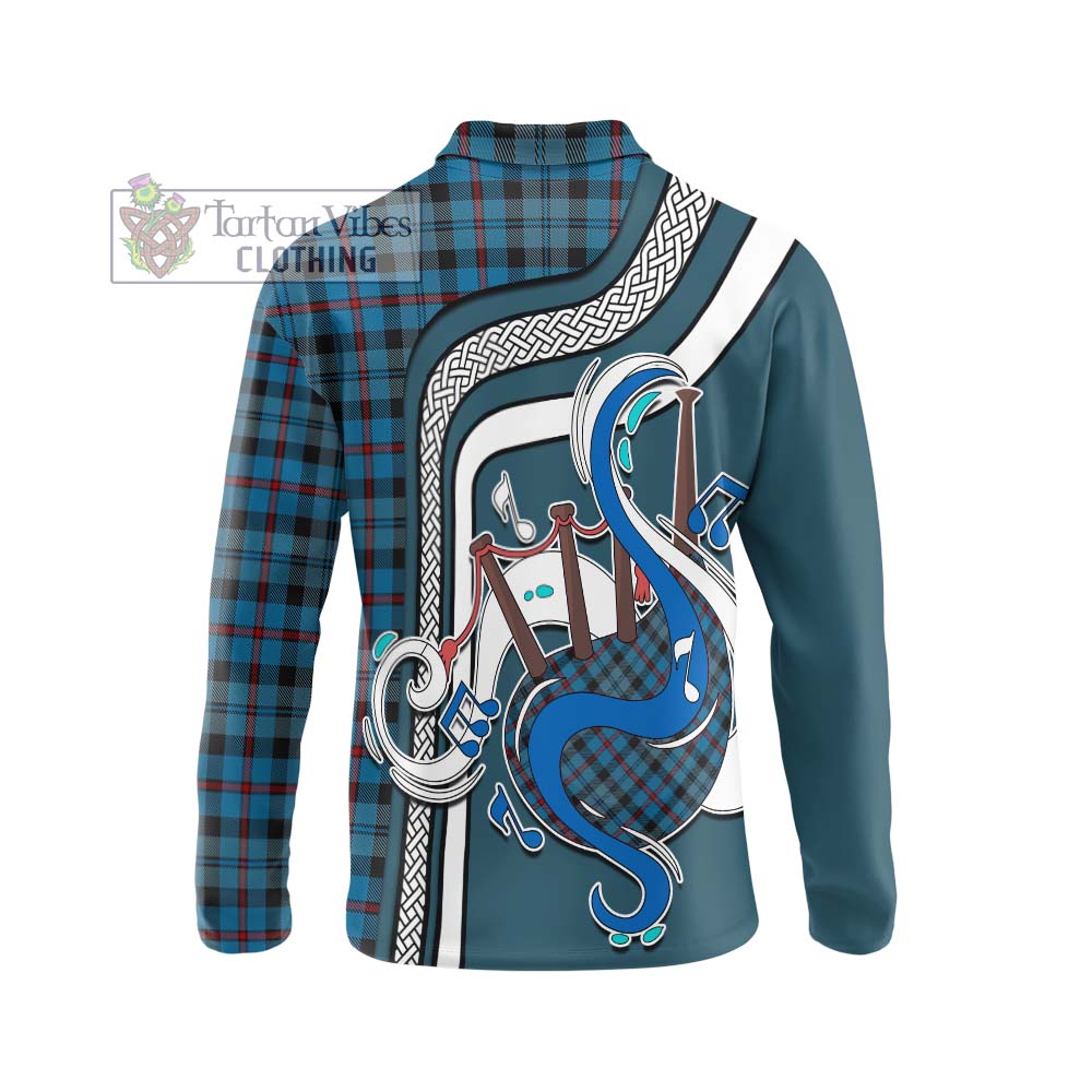 Tartan Vibes Clothing MacCorquodale Tartan Long Sleeve Polo Shirt with Epic Bagpipe Style