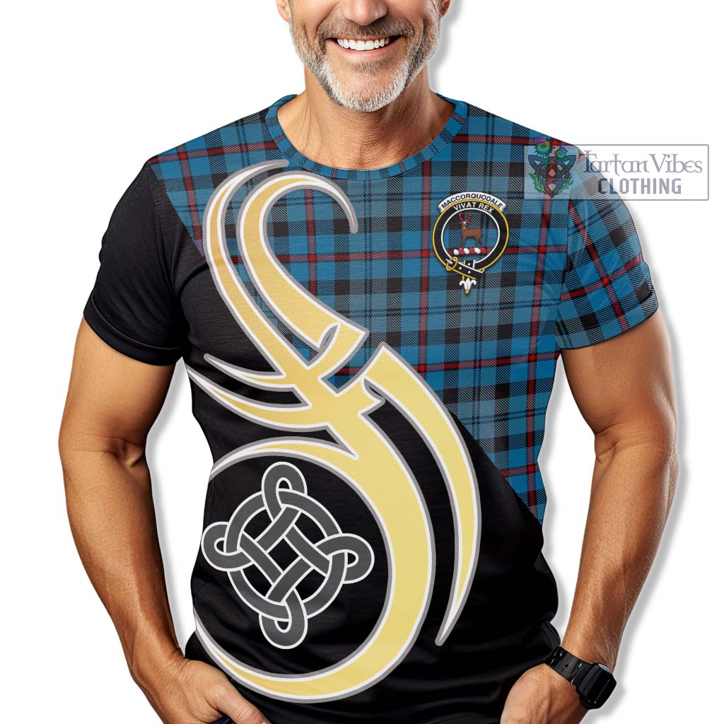 Tartan Vibes Clothing MacCorquodale Tartan T-Shirt with Family Crest and Celtic Symbol Style