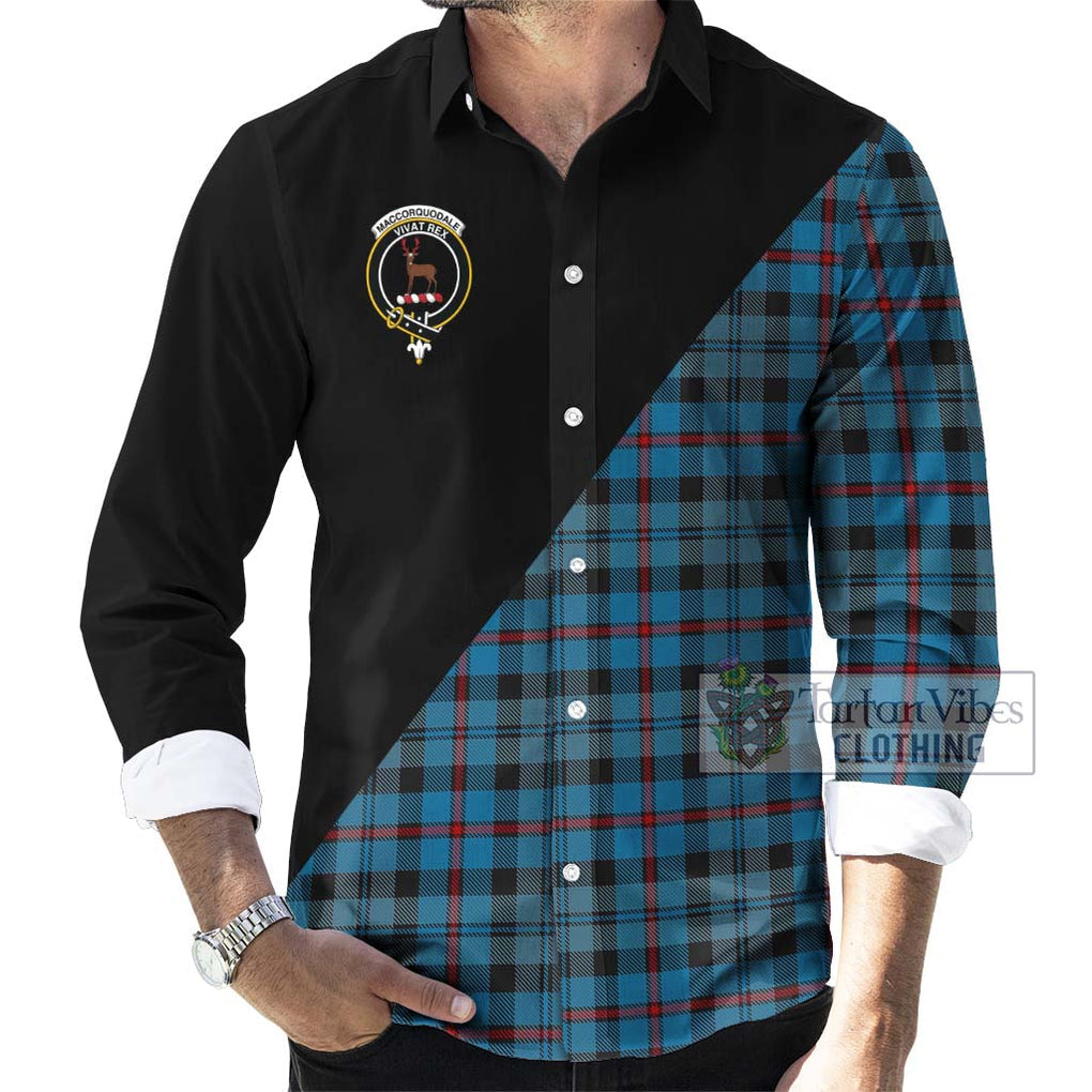 MacCorquodale (McCorquodale) Tartan Long Sleeve Button Shirt with Family Crest and Military Logo Style - Tartanvibesclothing Shop