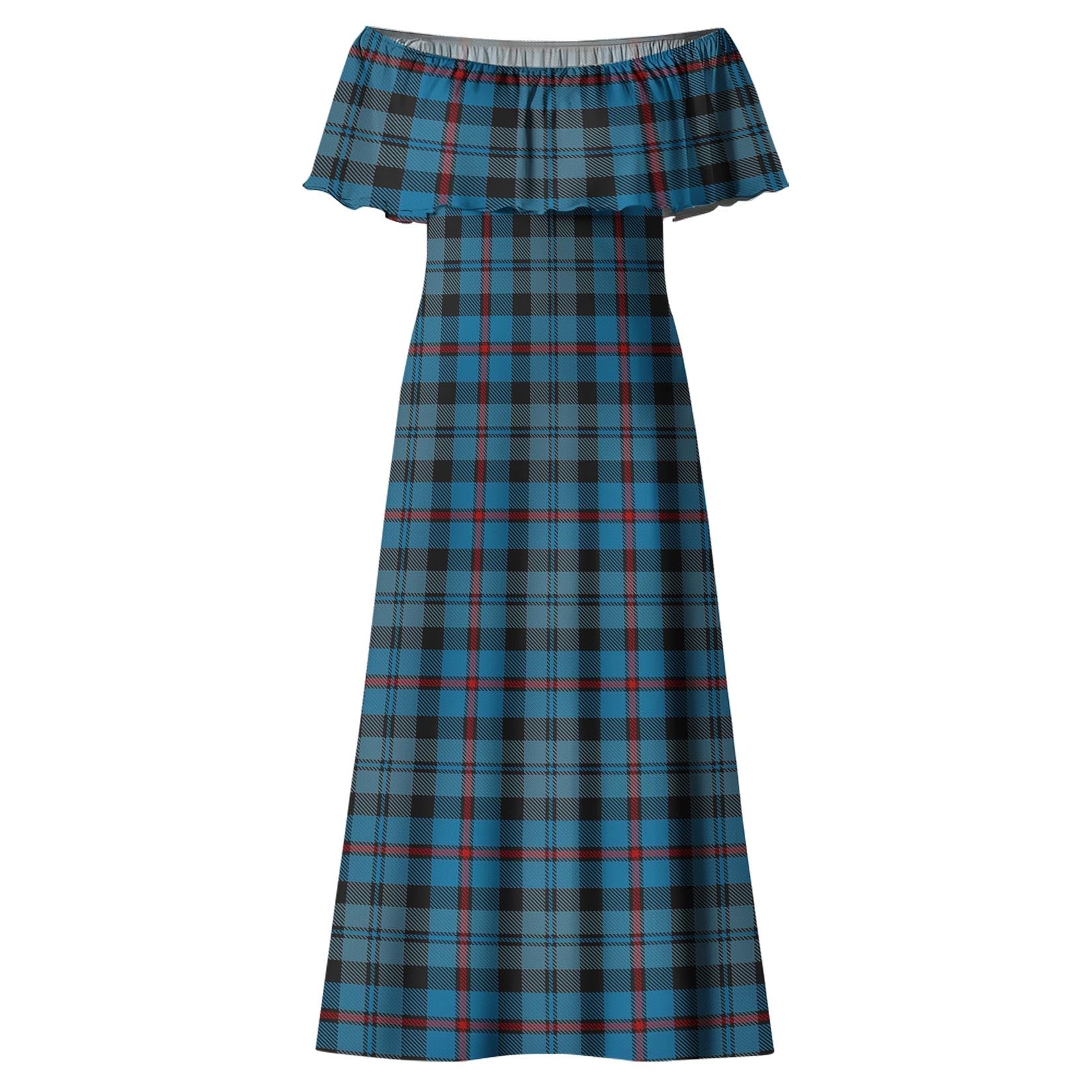 MacCorquodale Tartan Off Shoulder Long Dress - Tartanvibesclothing