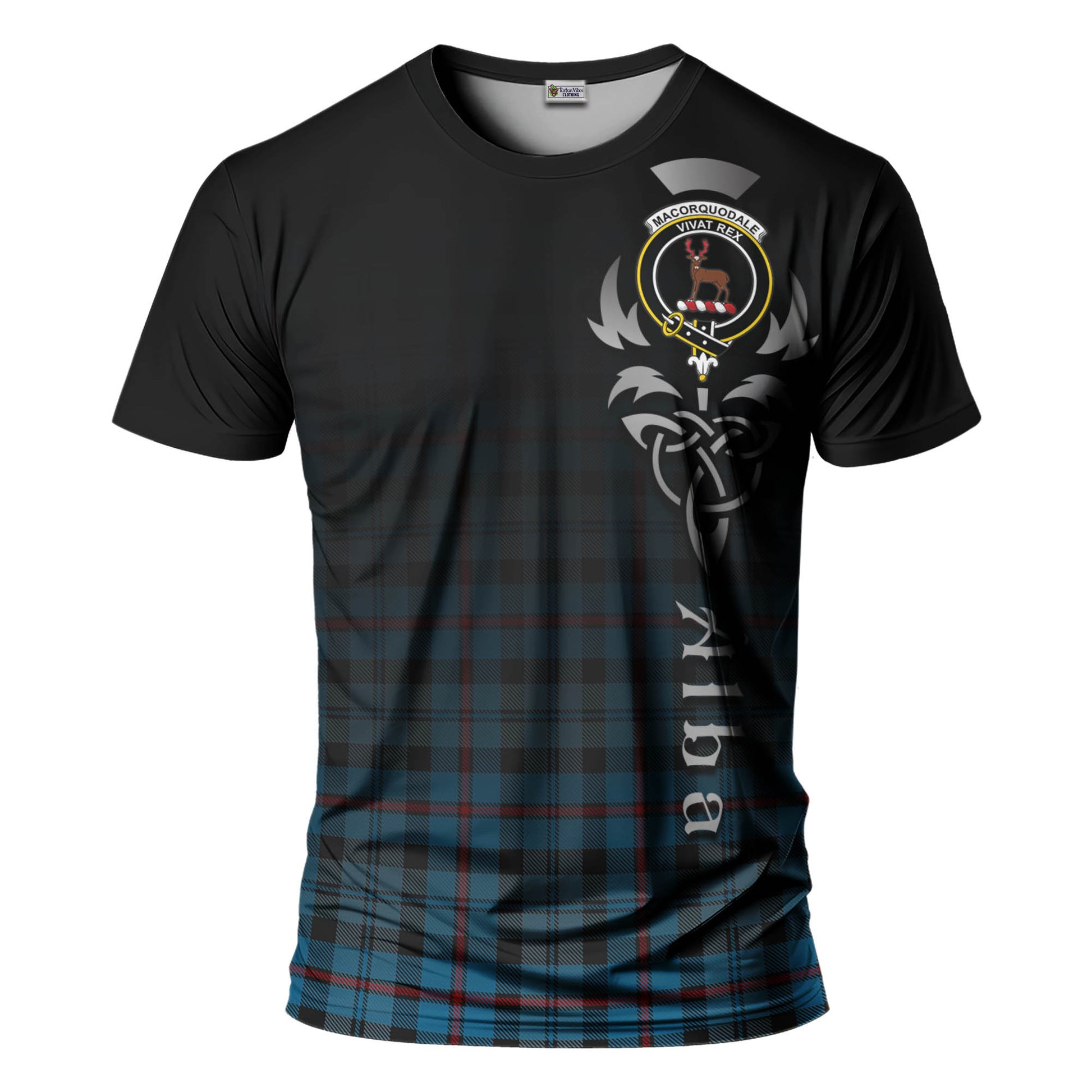 Tartan Vibes Clothing MacCorquodale Tartan T-Shirt Featuring Alba Gu Brath Family Crest Celtic Inspired